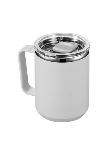 Besthome1 450ml Kulplu Yalıtımlı Kahve Kupa, Ofis, Dış Mekan, Seyahat İçin Vakumlu Termos Beyaz Beyaz