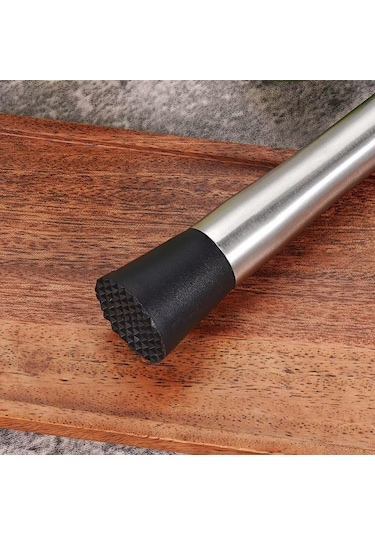 Vkemall 10 İnç Paslanmaz Çelik Kokteyl Muddler Ve Uzun Saplı Karıştırma Kaşığı - Mojito Ve Meyve İçecekleri İçin Bar Aksesuarı Seti Gümüş