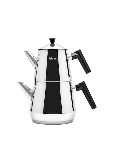 Hisar Heybeli Plus Maxi Çelik Çaydanlık Siyah Inox