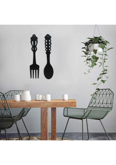 Hombey Kalıcı Siyah Demir Fork Ve Kaşık Seti, Rustik Ev Dekoru, Kolay Asma, Her Mekana Konfor Katıyor 2 Adet
