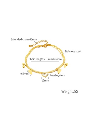 Sones Opk Gz193 Paslanmaz Çelik Çift Katmanlı Kalp Bileklik Altın