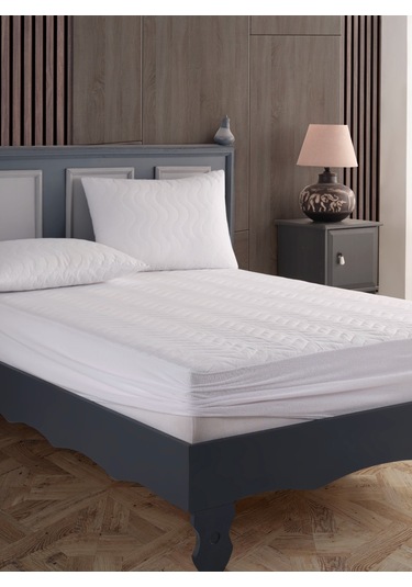 Tek Kişilik Kapitone Fitted Su Geçirmez Sıvı Geçirmez Yastık Ve Yatak Alezi Seti Yatak Koruyucu Beyaz