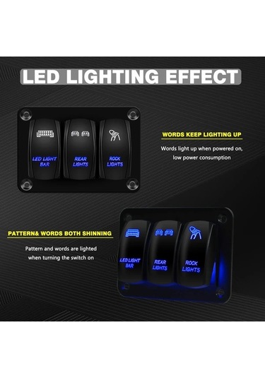 Motion003 O3l B Uc Joystick Anahtarlı Aluminyum Panel Onceden Baglı Anahtarlar Mavi Led Arabalar Tekne Yatlar Rv Kamyonlar Icin Pilsiz