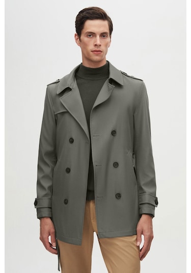 Ds Damat Regular Fit Haki Apoletli Beli Kemerli Pardösü/Trenckot 1hf08ort00013 Haki