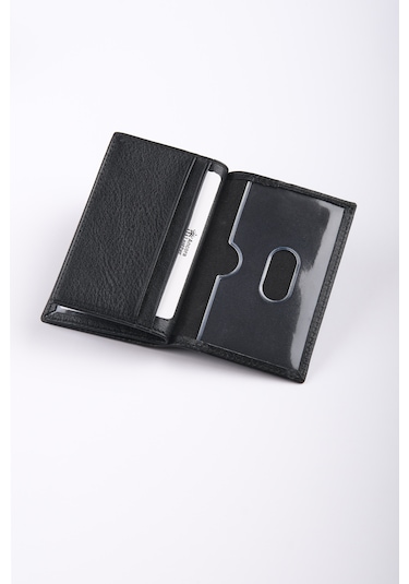 Ancora Leather Hakiki Deri Minimal Kartlık-26206 Siyah