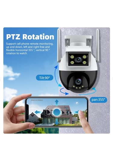 Wifi Ptz Kamera 8mp Çift Ekran Ip Kamera Dış Mekan Gece Görüşlü
