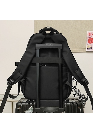 Novahub Oxford Bez Basit Seyahat Sırt Çantası Düz Renk Ortaokul Öğrencileri Okul Çantası 45x31x18cm Siyah, Küçük Boy Siyah