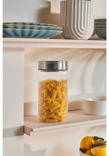 Karaca Ripple Inox Cam Saklama Kabı 1000 Ml Beyaz