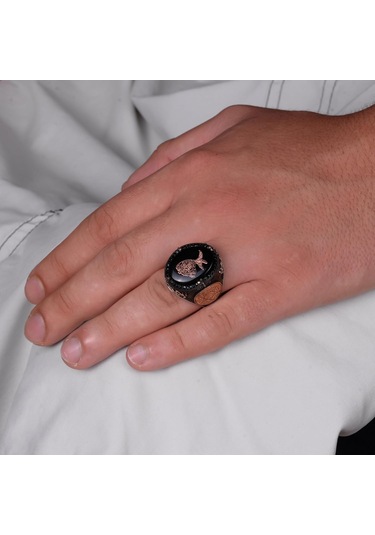 925 Ayar Gümüş El Yapımı Erkek Yüzük - Davut Yıldızı Yüzüğü Sema Töreni Gümüş