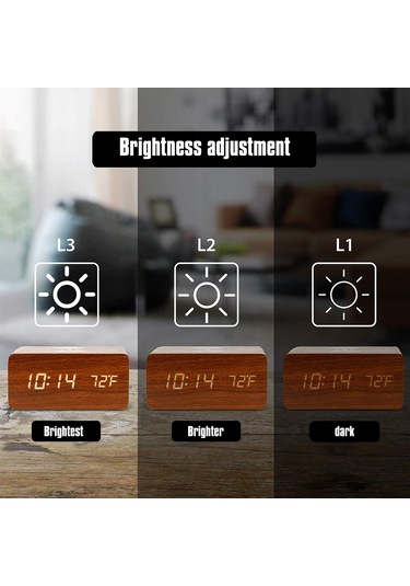 Kablosuz Şarj Cihazlı Dijital Çalar Saat Led Masa Çalar Saat Sıcaklık Ekranı Kırmızı
