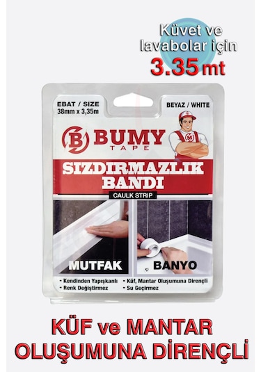 Bumy Küvet - Lavabo Kenar Sızdırmazlık Bandı 38mm X 3.35mt Beyaz