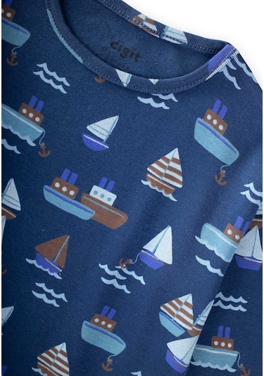 Cigit Desenli Mevsimlik Pijama Takım 1-7 Yaş Lacivert