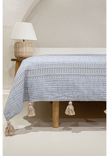 Koza Home Assos Gri Taş Yıkama Çift Kişilik Yatak Örtüsü 230x250 5037 Gri