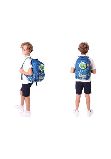 Kaukko Erkek Çocuk 3d Dinazor Şekilli Lacivert Okul Sırt Çantası Ve Isı Yalıtımlı Beslenme Çantası Seti Lacivert