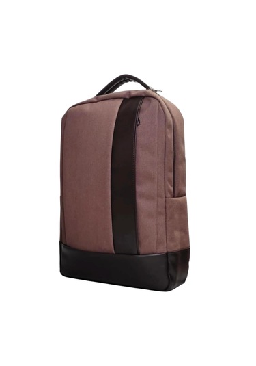 15.6 Inç Kanvas Kumaş Laptop Bölmeli Evrak Sırt Çantası Kahverengi