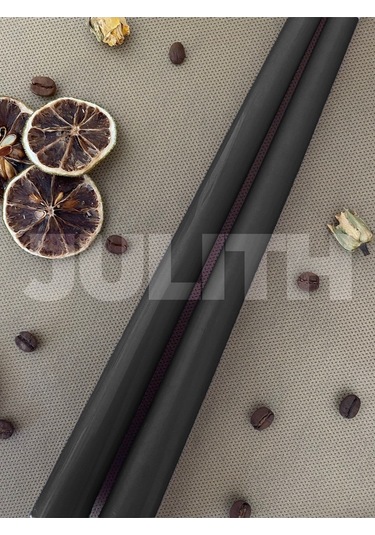 Kokulu 2'li Paket Uzun Çubuk Konik Şamdan Mumu Siyah