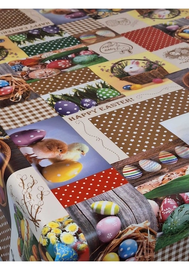 Yeni Yıl Desenli Elyaflı Pvc Masa Örtüsü Silinebilir Ve Su Geçirmez Muşamba Dkrm28b Çok Renkli