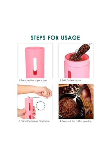 Yaleker El İle Dönen Fincan Kahve Değirmeni - Farklı Zeytinyağlı Bileşenler İçin İnce-orta-kalın Ayarlanabilir Değiştirilebilir Koluyla Pembe