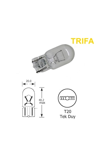 Trifa T20 Dipsiz Park Ampulü Tek Duy 1 Adet Sarı