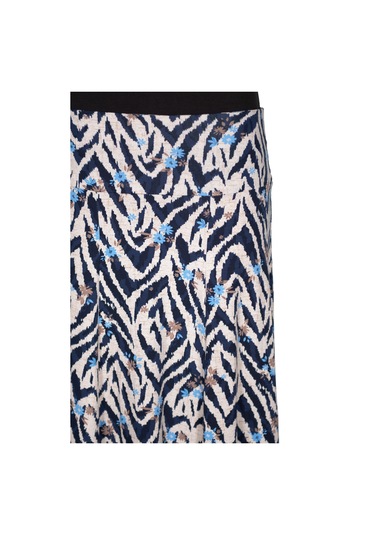 Barem Kadın Arzu Korsajlı 6 Parçalı Zebra Desen Çiçekli Lacivert Etek Lacivert