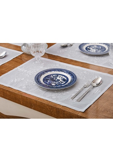 Finezza Ayda Jakar Polyester Kumaş Bej Amerikan Servis 33,5x46 cm Gri 4 Ad.-1386 Gri