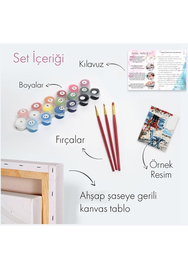 Sayılarla Boyama Seti 40 X 50 Cm Tuval Şasesine Gerili Baykuşlar