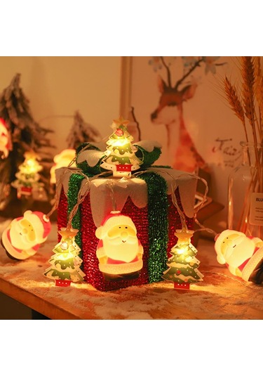 Kıyafetli Noel Baba Pilli Led Işıkl, Yılbaşı Cadılar Bayramı Parti Işıkları, Yılbağı Ağacı Süs Sarı