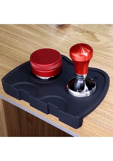 Ximistore9 Yüksek Tutuşlu Silikon Kahve Presleme Matı - Siyah, Orta Boy, Tezgah Ve Portafiltre İçin Dayanıklı Çözüm Siyah