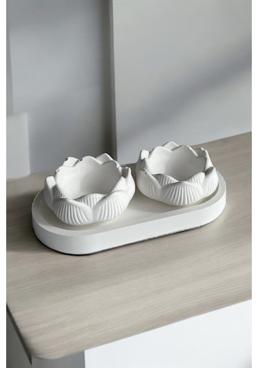 2'li Lotus Çiçeği Dekoratif Tabak & Kase + Oval Tabak