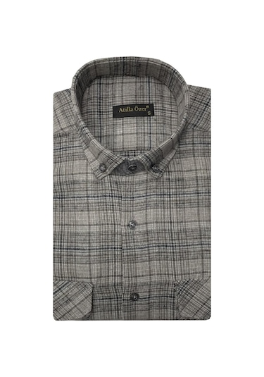 Atilla Özer Kışlık Kaşmir Erkek Gömlek - 7463 Krem