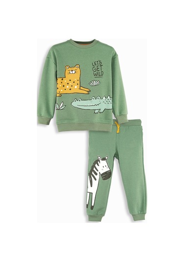 Denokids Hayvanlar Erkek Çocuk Eşofman Takımı - Haki
