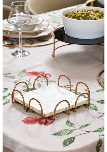 Edora Home 4'lü Rose Servis Sunum Seti, Peçetelik, Kağıt Havluluk, Ekmeklik, Nihale - Metal Paslanmaz