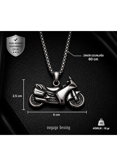 Paslanmaz Çelik Motorcycle Kolye Chopper Motorcu Motosiklet Kolye