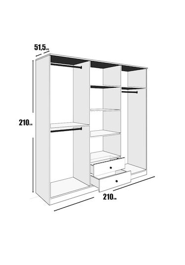 Diamond 6 Kapaklı,çekmeceli,raflı Dolap/gardırop %100mdf