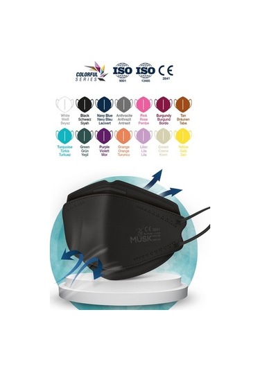 Musk Kf94 Kore Tipi Ffp2 Maske Siyah Renk 10 Adet