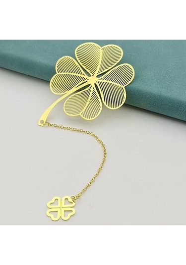 4 Adet Zincirli Metal Kitap Ayracı, Altın Renk, 115mm 23mm