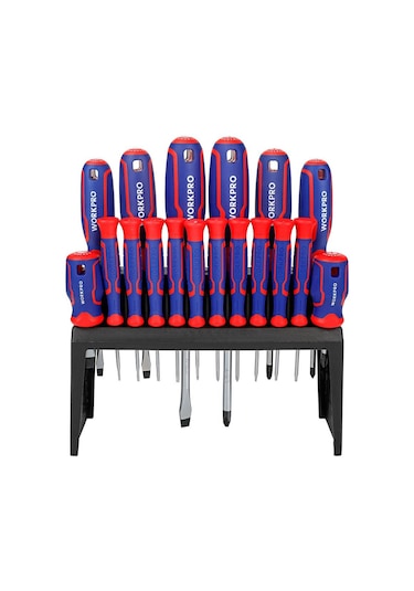 Workpro Wp200506 18 Parça Duvar Askı Aparatlı Profesyonel Cr-v Manyetik Tornavida Seti