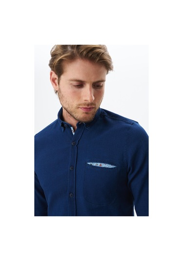 Arma Erkek Denim Jean Slim Fit / Dar Kesim Kot Dokuma Gömlek K9gkd1070 Lacivert