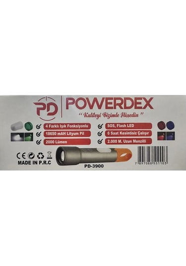 Pd-3900 Zoomlu Şarjlı El Feneri Çok Renkli