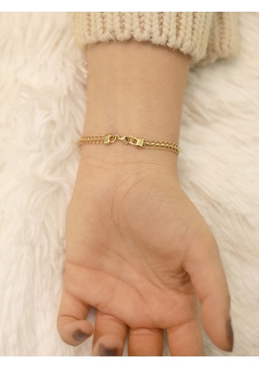 14 Ayar Altın Viyana Zincirli Baget Bileklik Altın