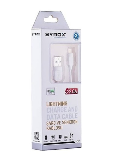 Syrox Lightning Apple iPhone Uyumlu Hızlı Şarj Ve Data Kablosu Syrox Ürünü