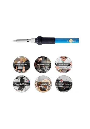 Kangvka 220v 60w Isıtma Düzeyi Ayarlanabilir 200-450 C Kaynak Demiri + 5 Adet Kaynak Ucu - Mini Avrupa Standardı