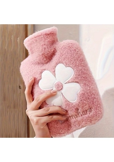 Willowhaven Pembe 500ml Pvc Sıcak Su Torbası Çiçek Desenli Taşınabilir El Isıtıcı Kış Hediyesi Pembe