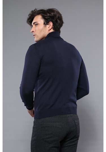 Balıkçı Yaka Lacivert Triko Kazak Wessi 001