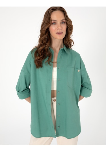 Pierre Cardin Kadın Yeşil Gömlek Desenli 50313596-vr054 Yeşil