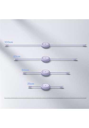 Baseus Free2pull Usb-c Lightning 20w Makaralı Hızlı Şarj Ve Data Kablosu, Mor 100 Cm