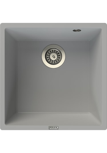 Polex Cristalüx Granit Evye P-X40 Gri Tezgah Altı Ve Tezgah Üstü Kare Mutfak Evyesi 53.8x44 CM