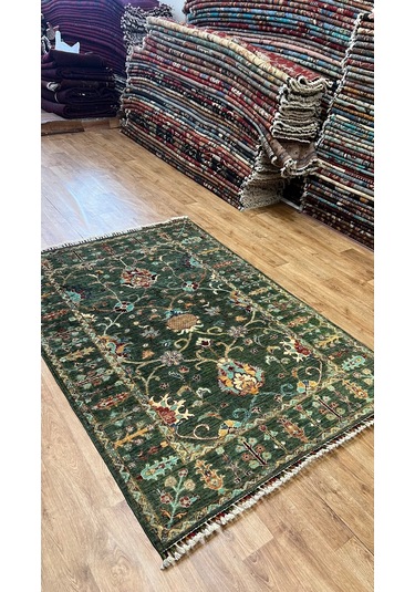 El Dokuma Afghan Halısı Yeşil
