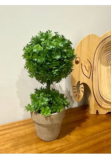 Ev Ve Ofis Hediyesi Dekoratif Yapay Şimşir Ağacı - Saksılı 10x24 Cm Yeşil