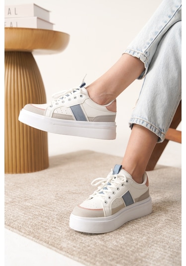 Garantili D2501 Günlük Ortopedik Kadın Sneaker Spor Ayakkabı Beyaz